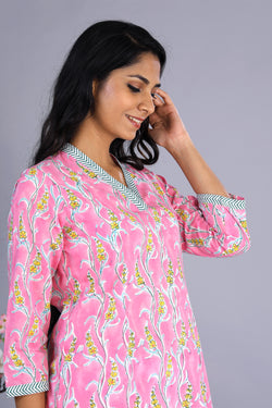 Collection of Climber creeper block printed cotton kurti in a gallery layout