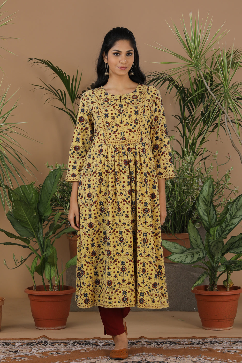 Collection of Ajrak handblock printed cotton kurti in a gallery layout