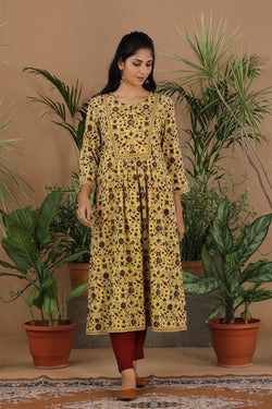 Collection of Ajrak handblock printed cotton kurti in a gallery layout