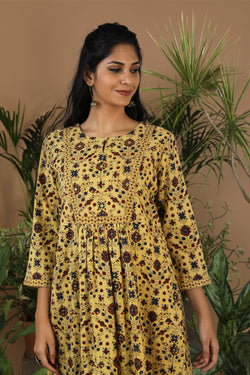 Collection of Ajrak handblock printed cotton kurti in a gallery layout