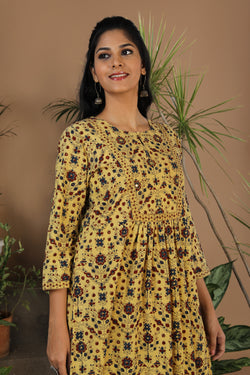 Collection of Ajrak handblock printed cotton kurti in a gallery layout