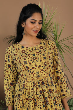 Collection of Ajrak handblock printed cotton kurti in a gallery layout