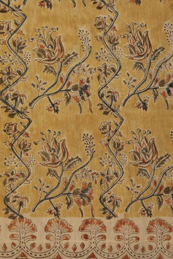 Image of Mustard  Kalamkari Chanderi Saree