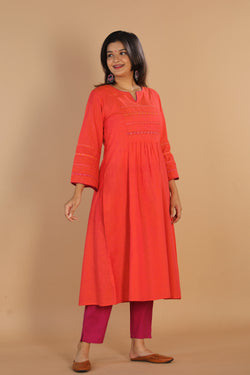 Collection of Thread embroidered cotton woven kurta in a gallery layout