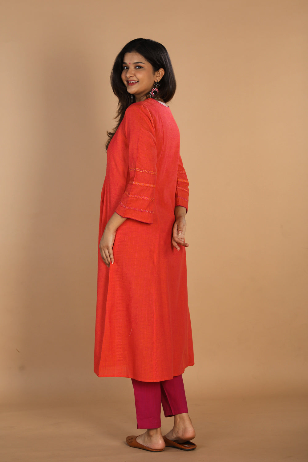 Collection of Thread embroidered cotton woven kurta in a gallery layout