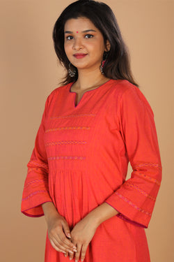 Collection of Thread embroidered cotton woven kurta in a gallery layout