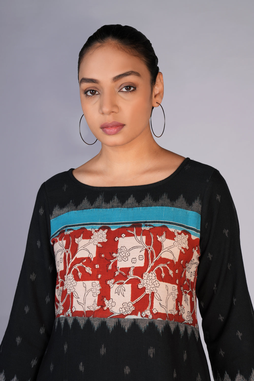 Image of Bagru Print With Pochampally Cotton Ikat Dress