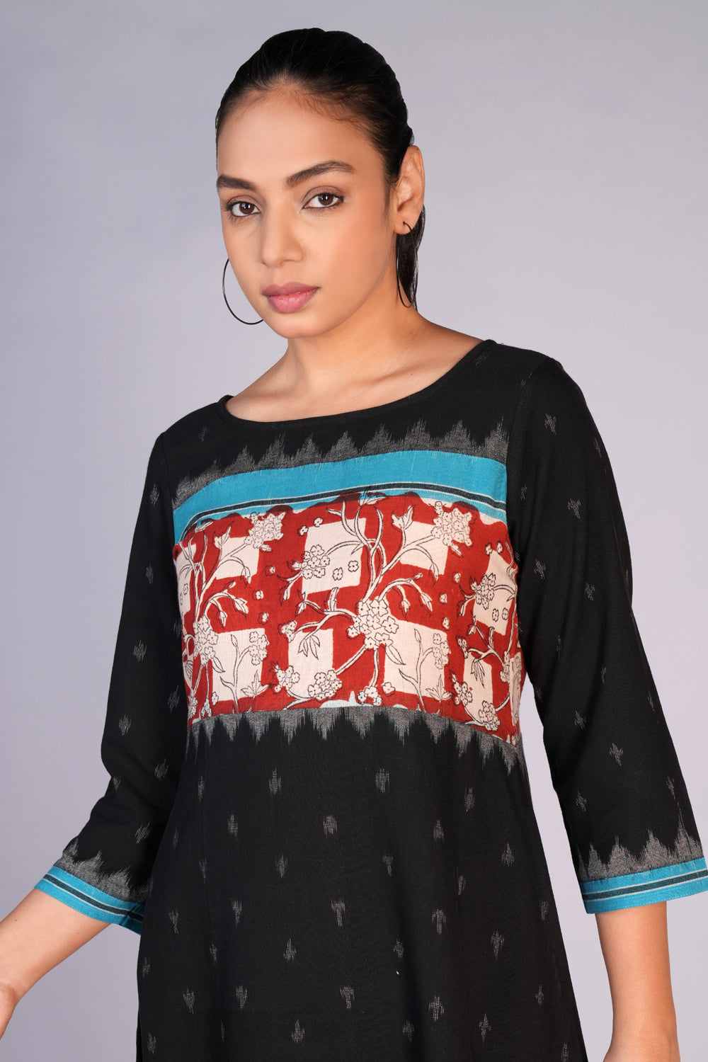 Image of Bagru Print With Pochampally Cotton Ikat Dress