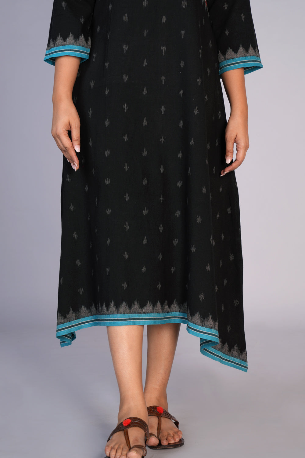 Image of Bagru Print With Pochampally Cotton Ikat Dress