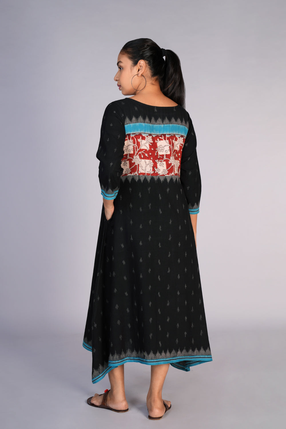 Image of Bagru Print With Pochampally Cotton Ikat Dress