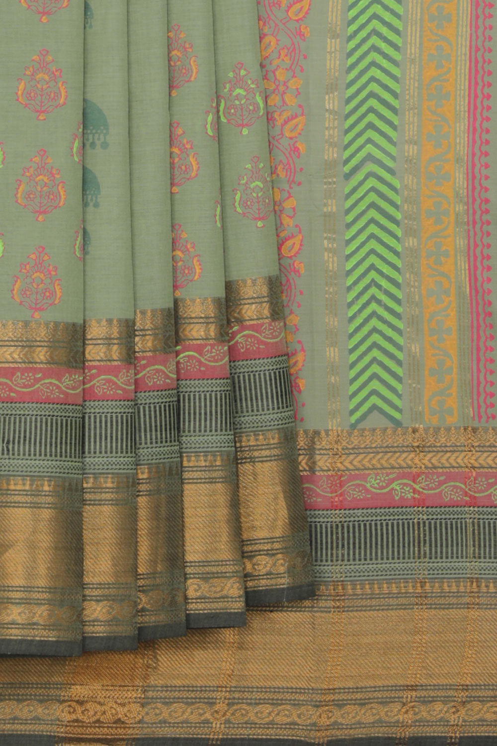 Collection of Hand block printed cotton saree in a gallery layout