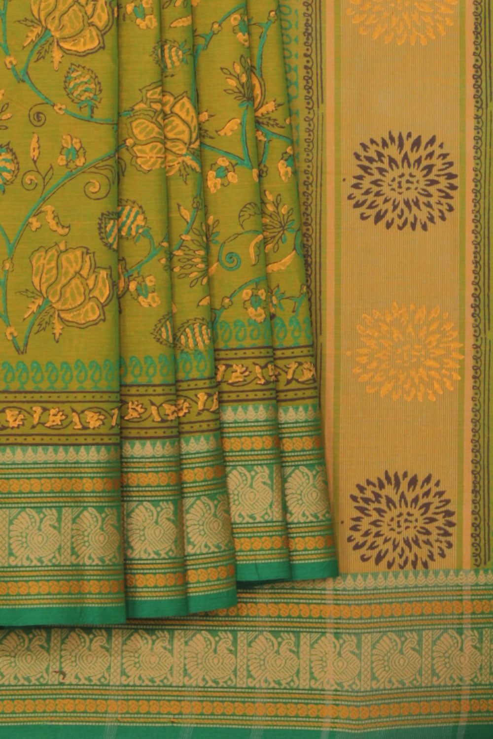 Hand block printed cotton saree