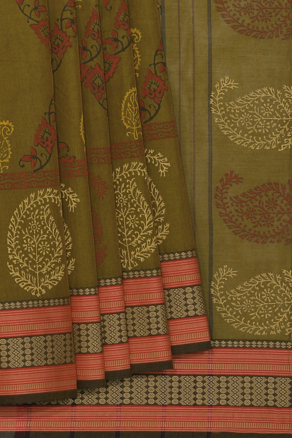 Collection of Hand block printed cotton saree in a gallery layout