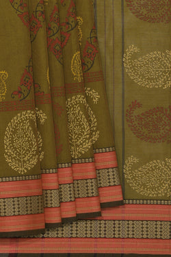 Image of Hand block printed cotton saree