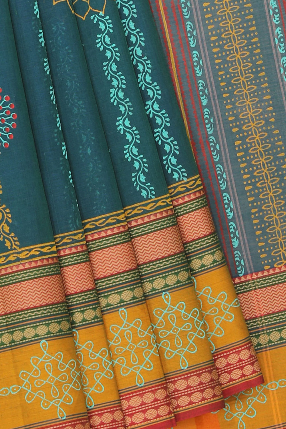 Collection of Hand block printed cotton saree in a gallery layout