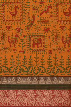 Image of Hand block printed cotton saree