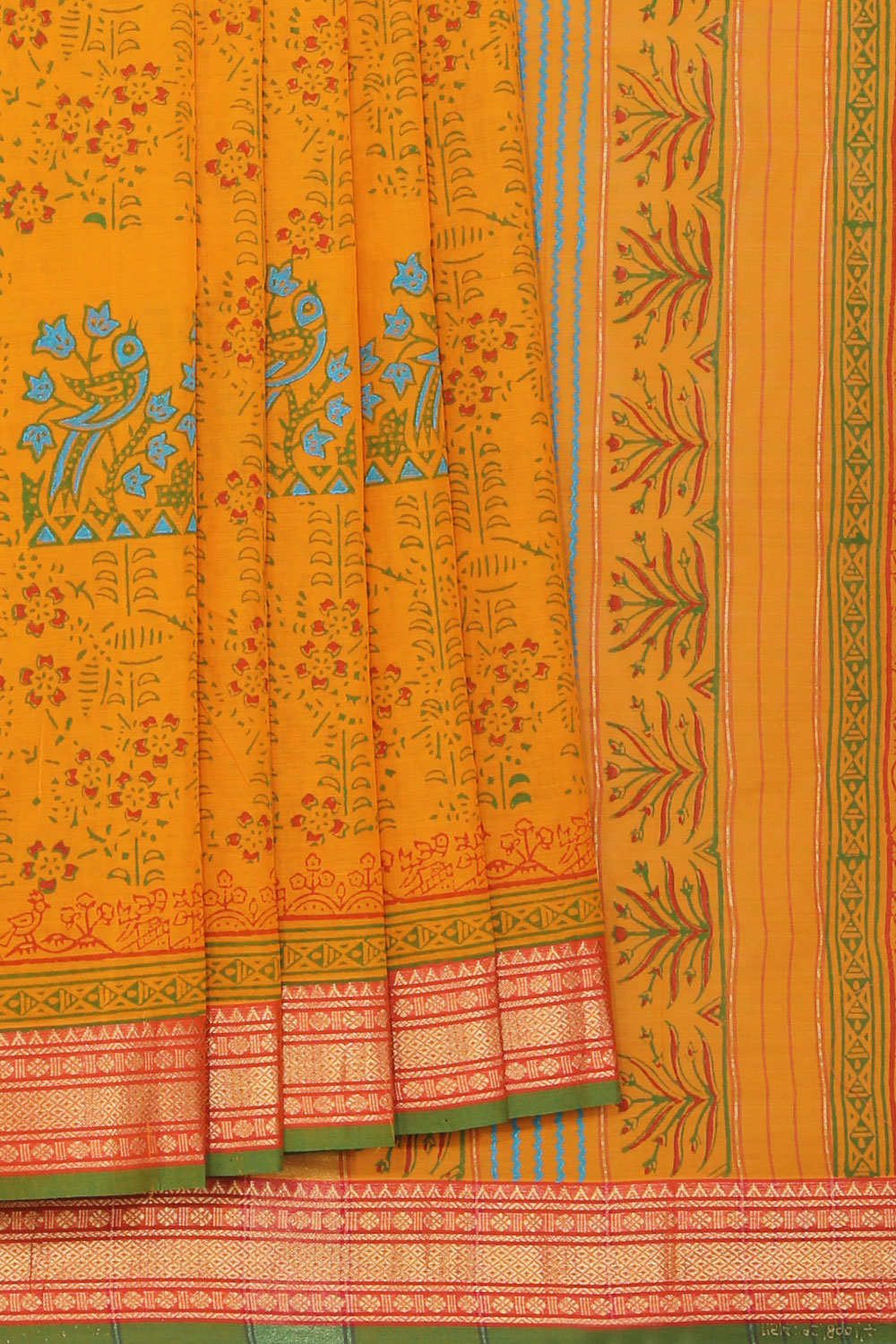 Collection of Hand block printed cotton saree in a gallery layout