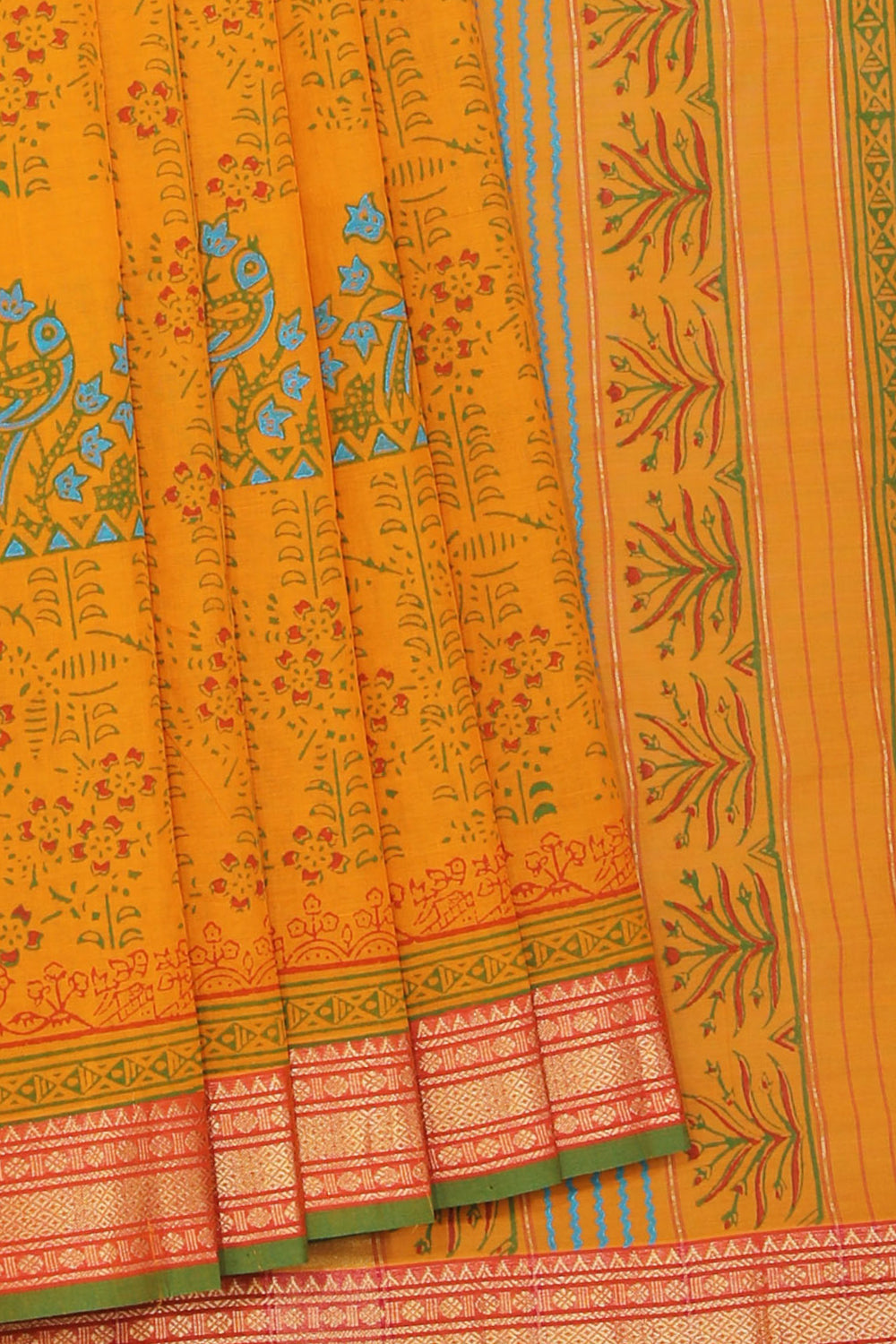 Collection of Hand block printed cotton saree in a gallery layout