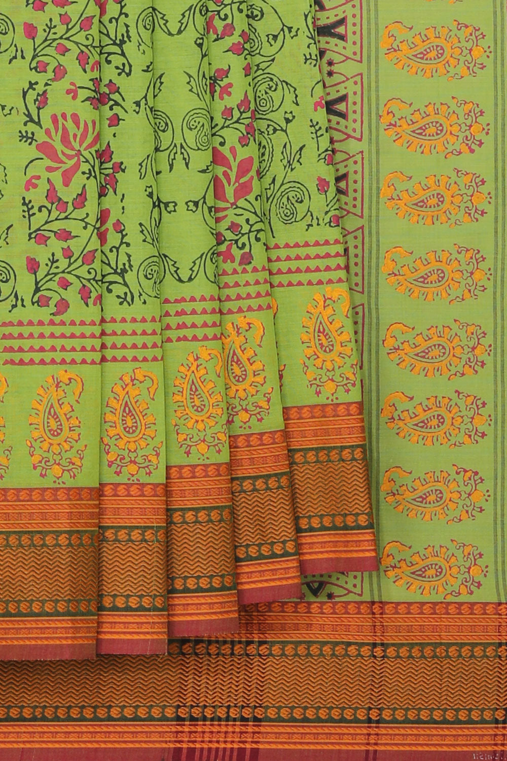 Collection of Hand block printed cotton saree in a gallery layout