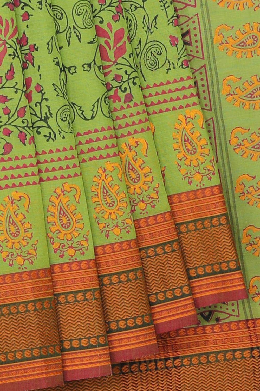 Collection of Hand block printed cotton saree in a gallery layout