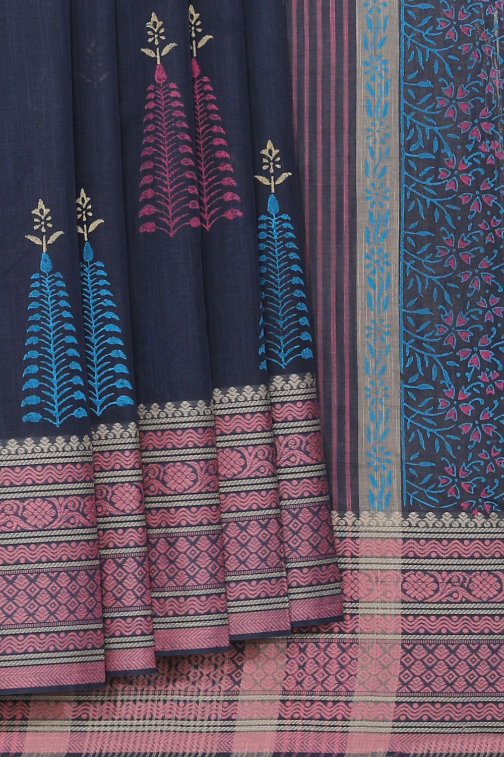 Collection of Hand block printed cotton saree in a gallery layout