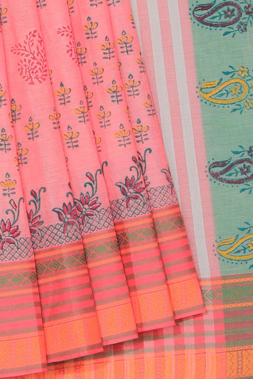 Collection of Hand block printed cotton saree in a gallery layout