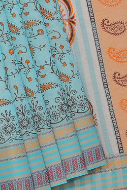 Collection of Hand block printed cotton saree in a gallery layout