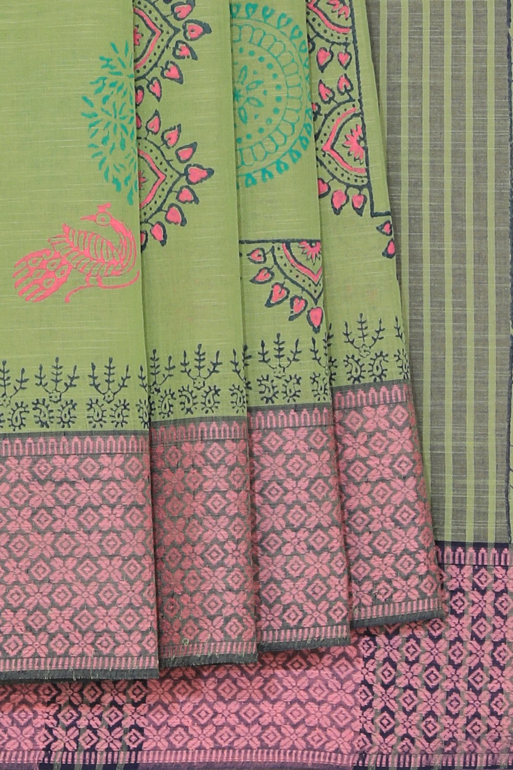 Collection of Hand block printed cotton saree in a gallery layout