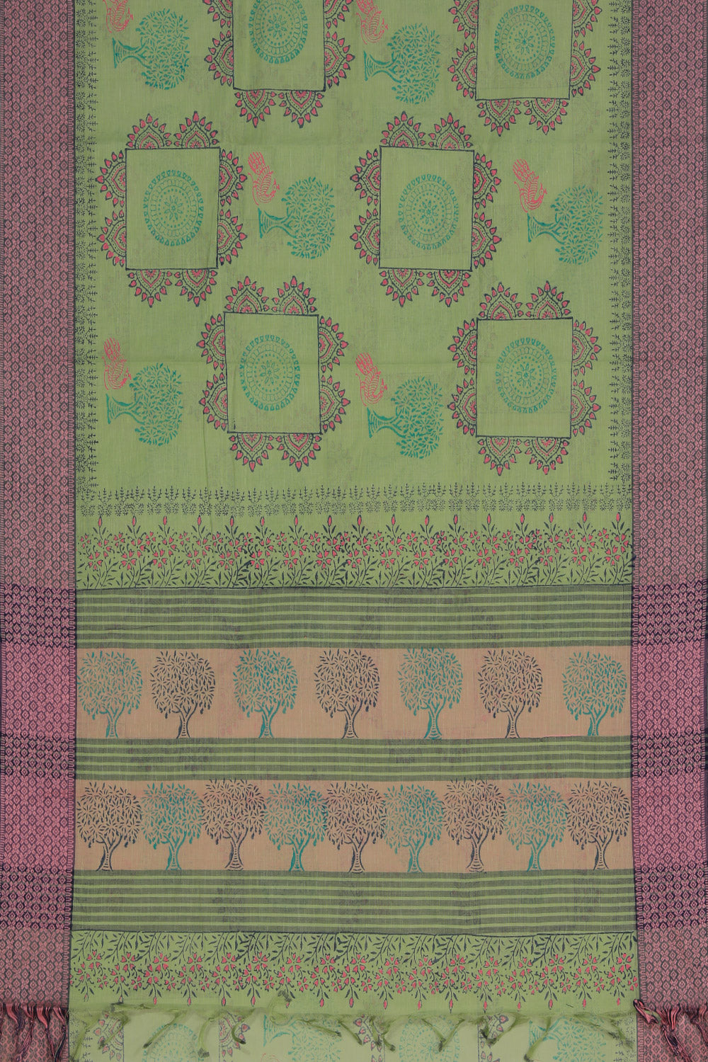 Collection of Hand block printed cotton saree in a gallery layout