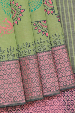 Collection of Hand block printed cotton saree in a gallery layout