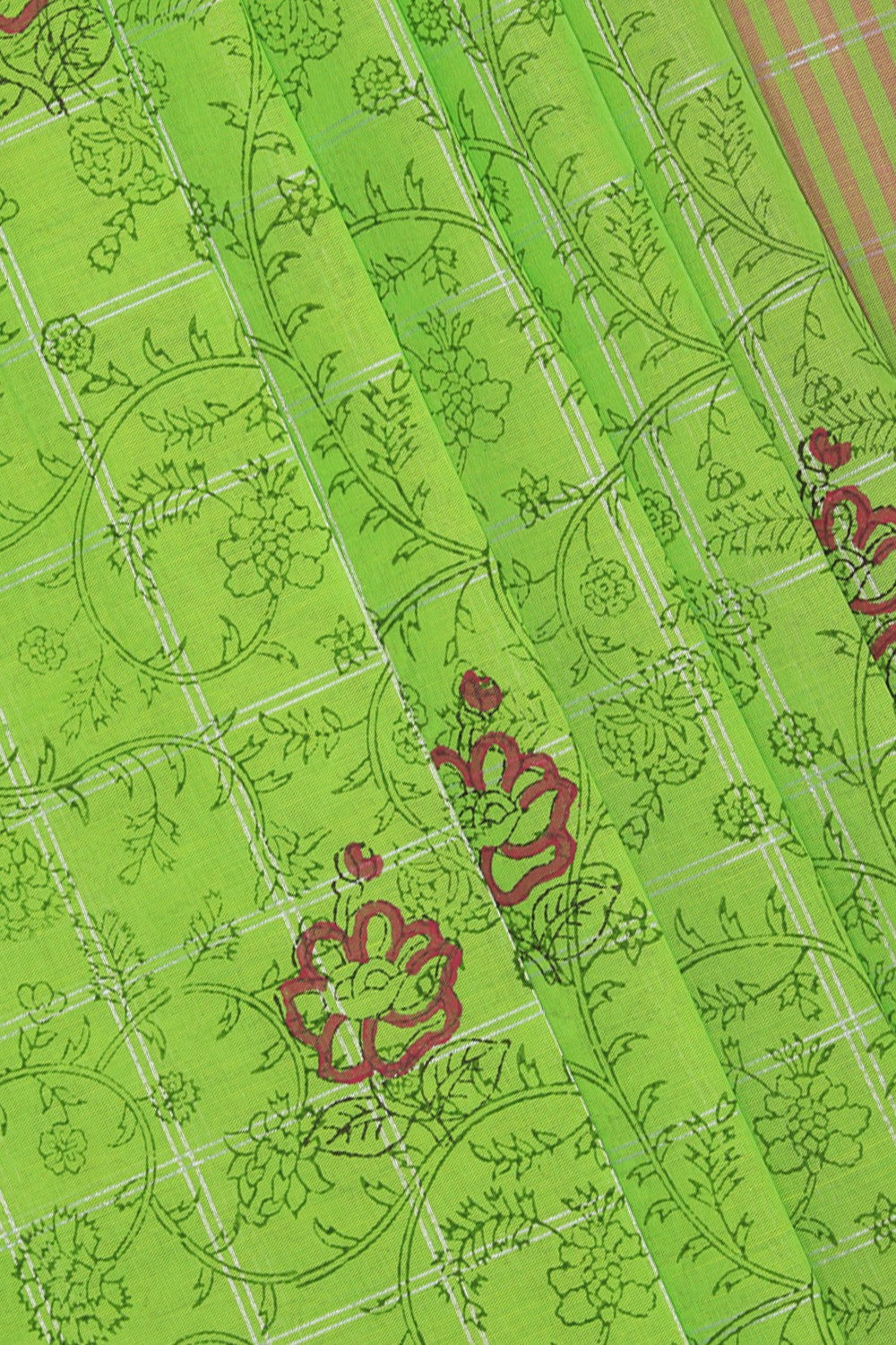 Image of Hand block printed cotton saree