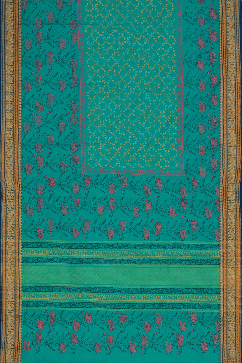 Collection of Hand block printed cotton saree in a gallery layout