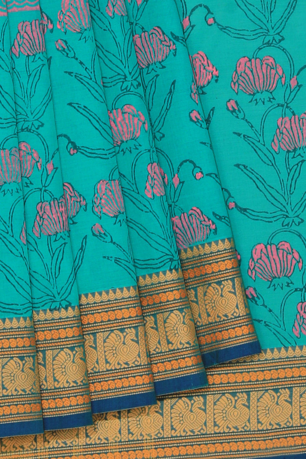 Collection of Hand block printed cotton saree in a gallery layout