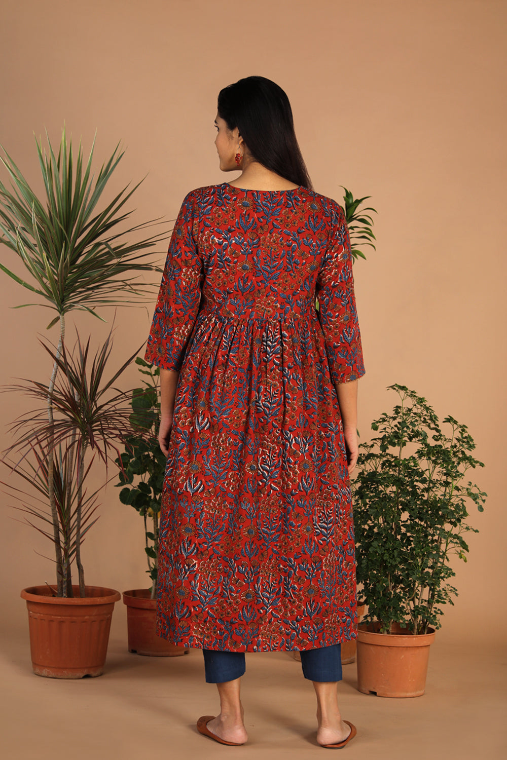 Cotton bagru gathered dress