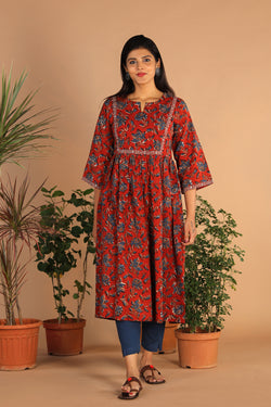 Image of Cotton floral Bagru dress