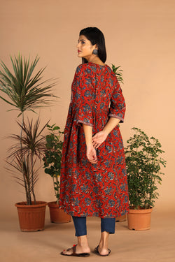 Image of Cotton floral Bagru dress