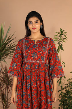 Image of Cotton floral Bagru dress