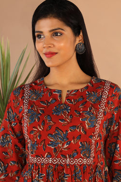 Image of Cotton floral Bagru dress