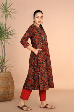 Image of Cotton floral Bagru handblock printed kurti