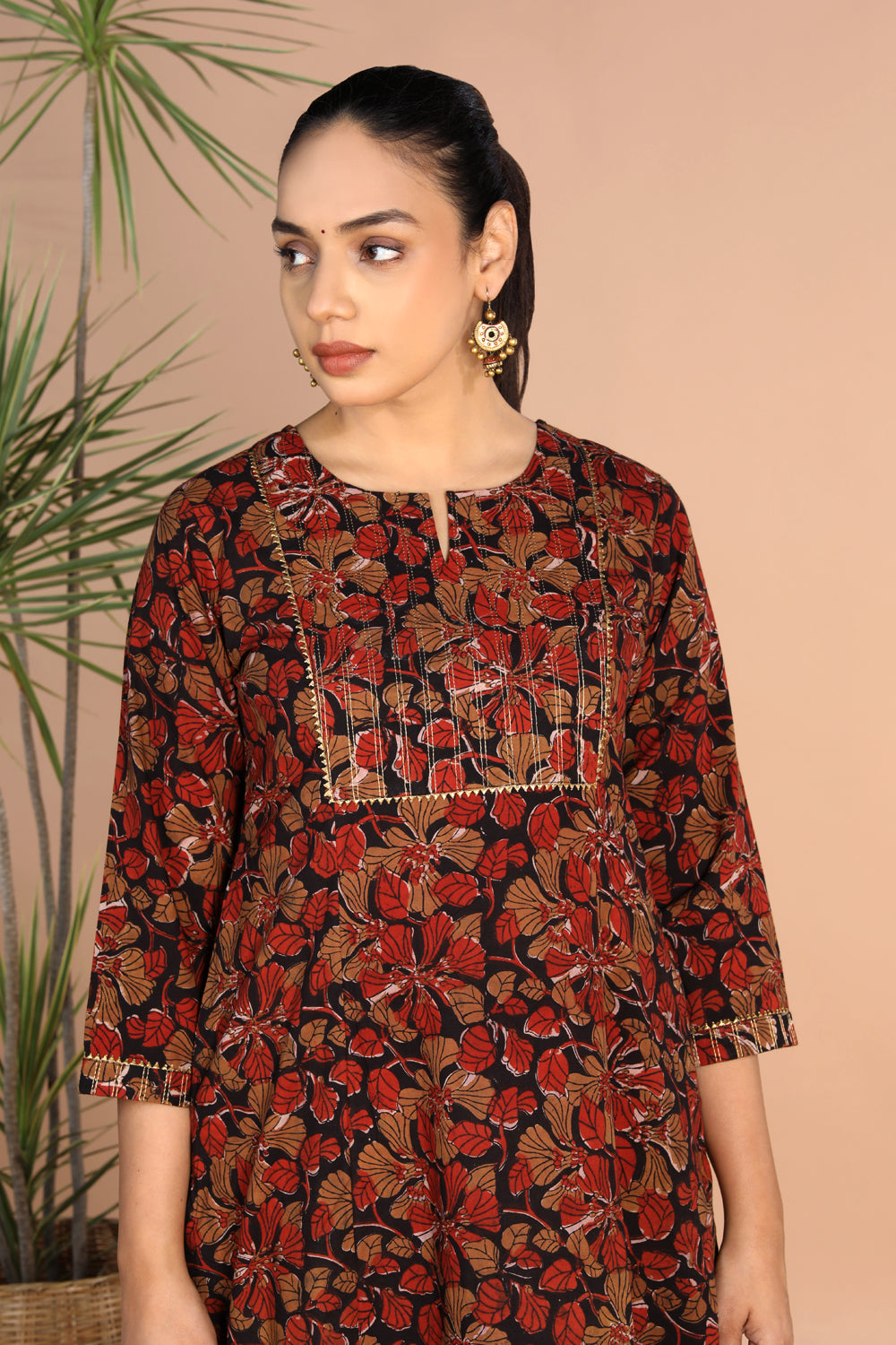 Image of Cotton floral Bagru handblock printed kurti