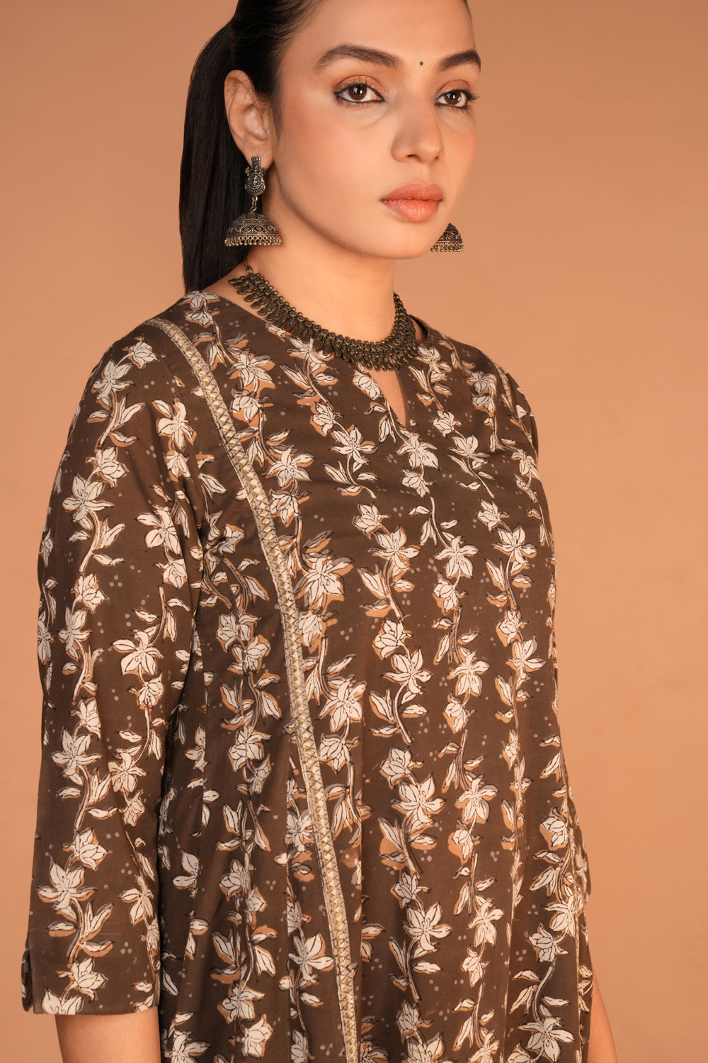 Image of Fern green Bagru cotton handblock printed kurta