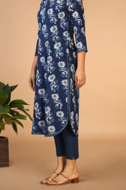 Collection of Indigo Bagru Handblock printed Kurta in a gallery layout