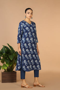 Collection of Indigo Bagru Handblock printed Kurta in a gallery layout