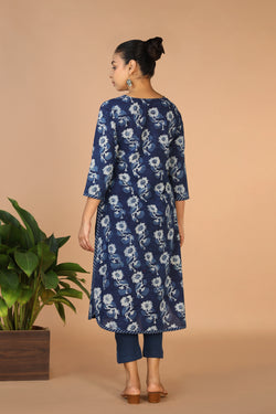 Collection of Indigo Bagru Handblock printed Kurta in a gallery layout