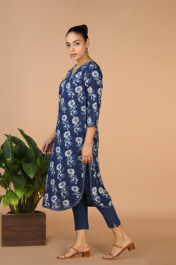 Collection of Indigo Bagru Handblock printed Kurta in a gallery layout