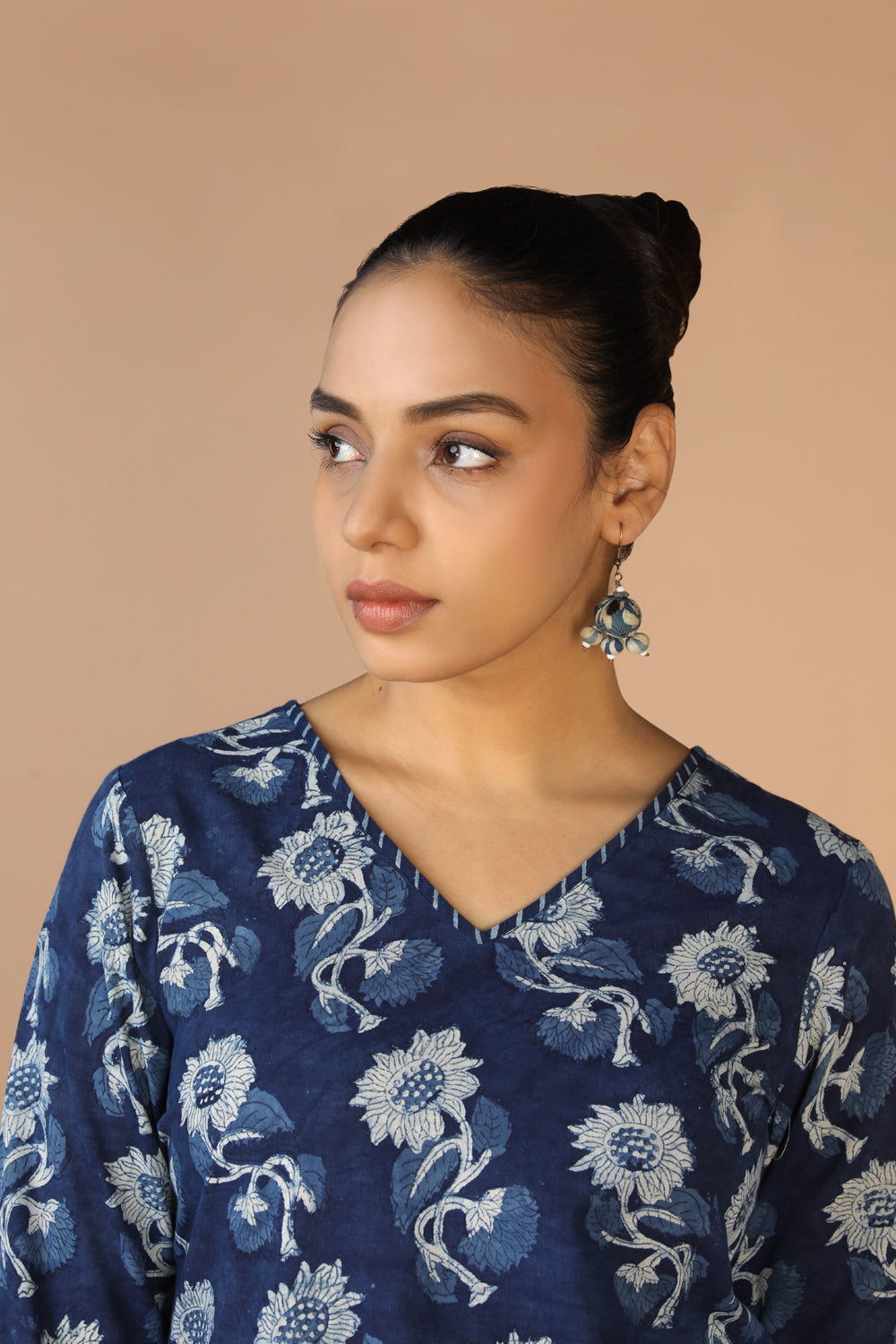 Image of Indigo Bagru Handblock printed Kurta