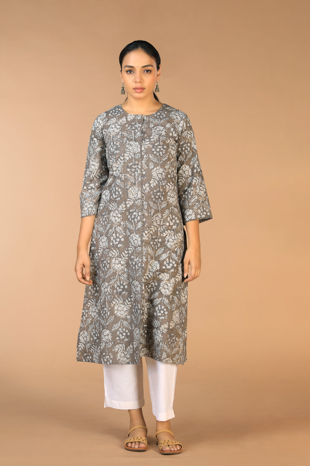 Collection of Cotton Bagru floral block printed Kurti in a gallery layout