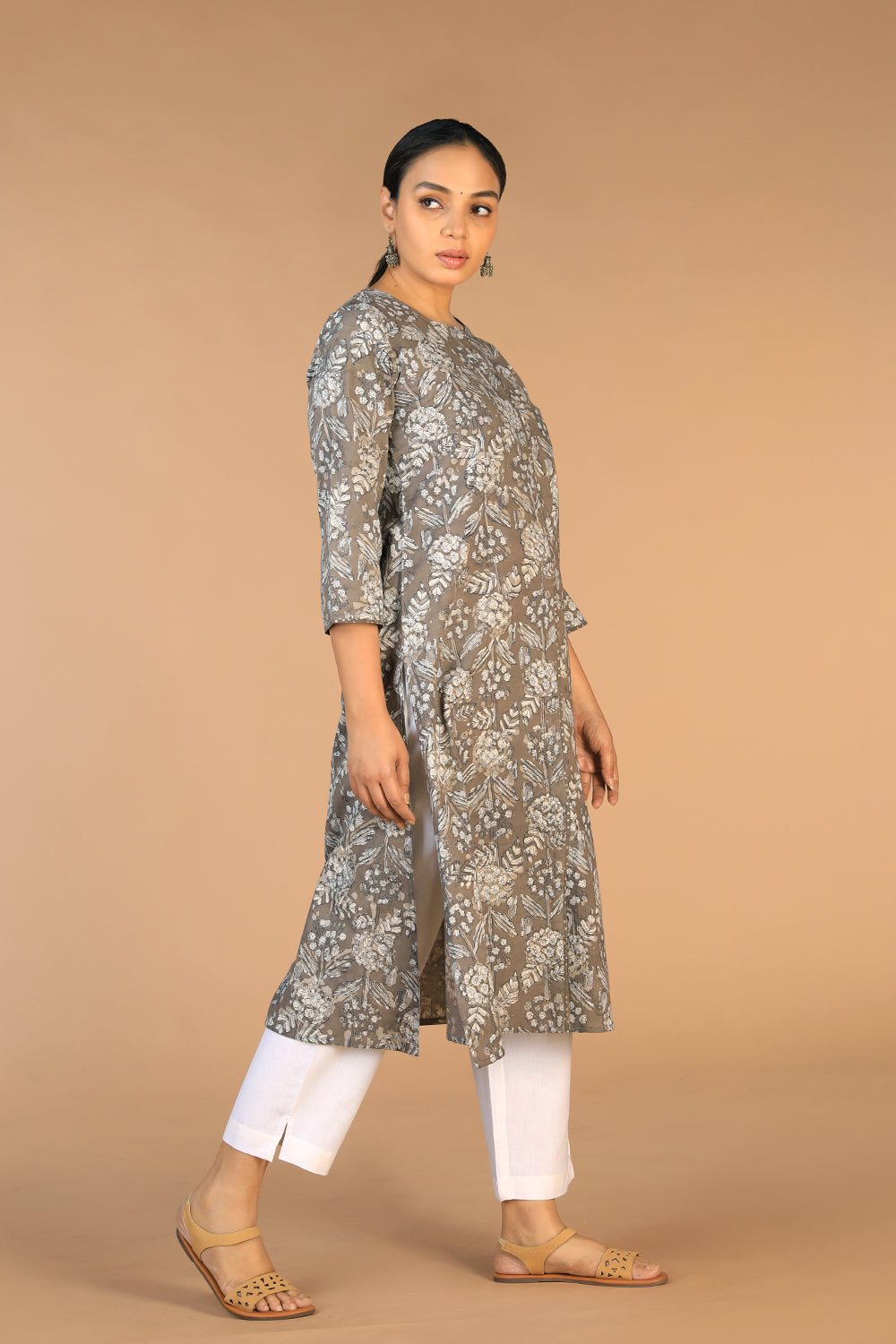 Collection of Cotton Bagru floral block printed Kurti in a gallery layout