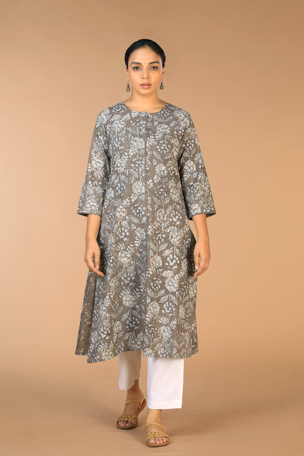 Collection of Cotton Bagru floral block printed Kurti in a gallery layout