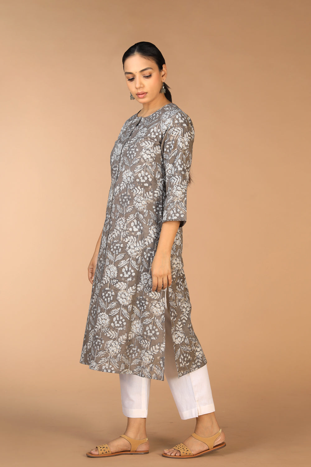 Collection of Cotton Bagru floral block printed Kurti in a gallery layout